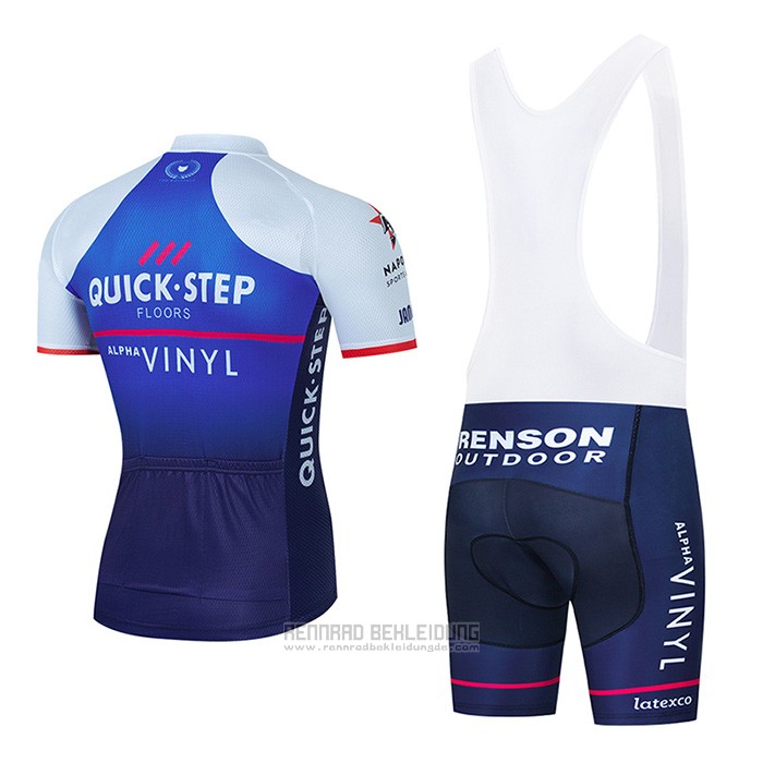 2022 Fahrradbekleidung Quick Step Alpha Vinyl Blau Wei Trikot Kurzarm und Tragerhose - zum Schließen ins Bild klicken